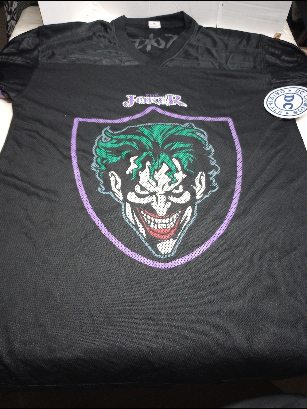 The Joker DC Comics Originals Logo Jersey Black with Purple Accent Size Medium